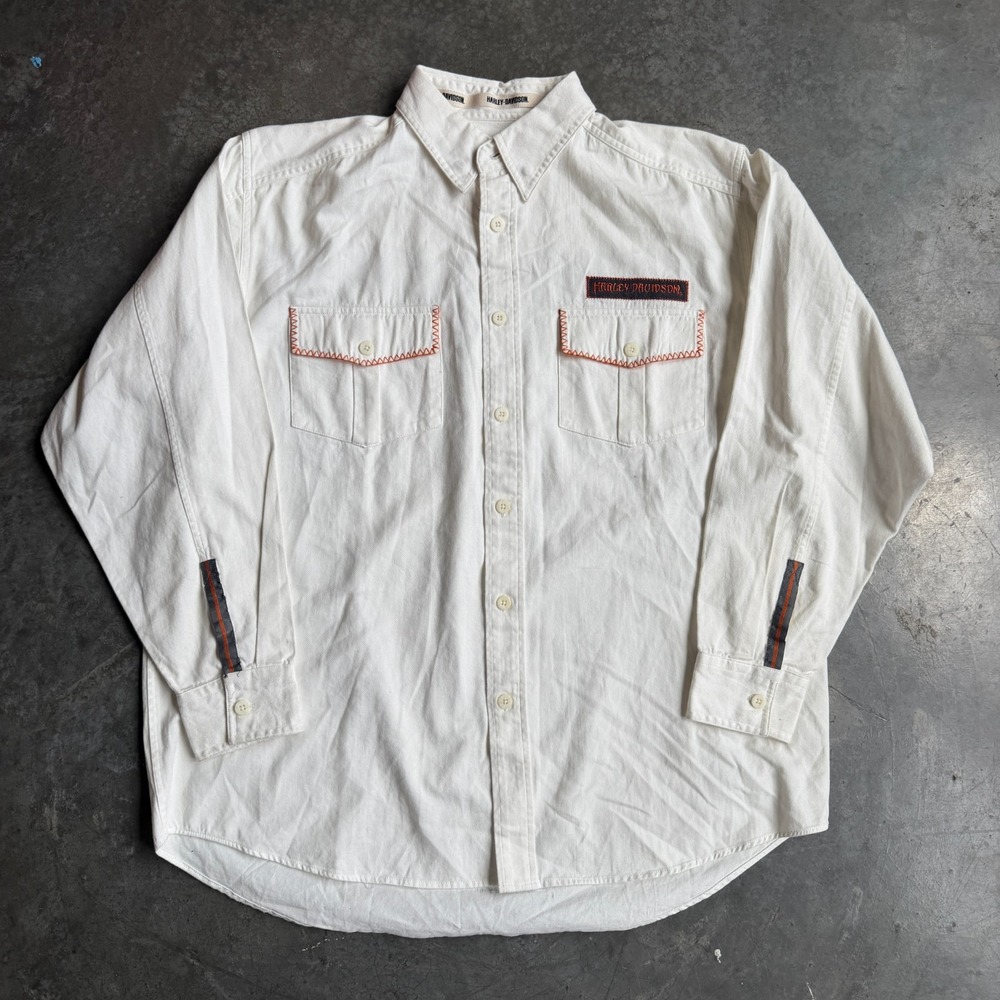 Harley Davidson Double Flap Pocket Rider Button Up Shirt Embroidered Mens Large